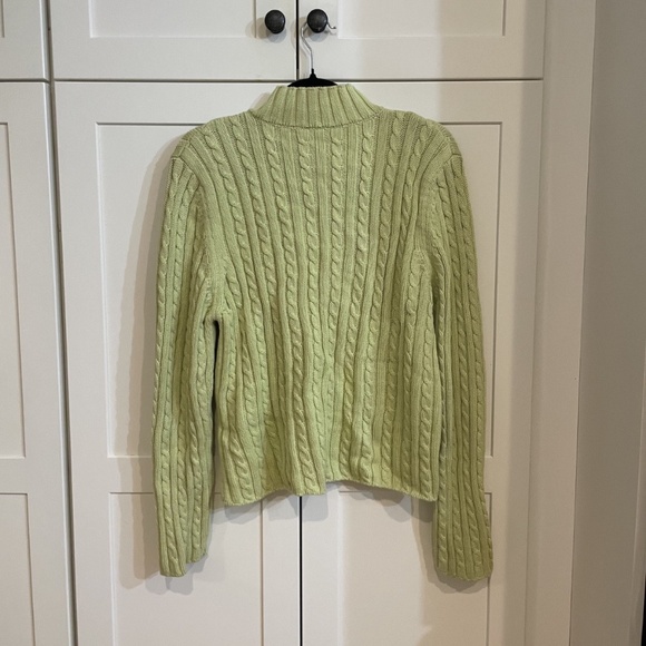 Lime Green Zip-up 100% Cotton splendor! Sweater - Picture 2 of 3